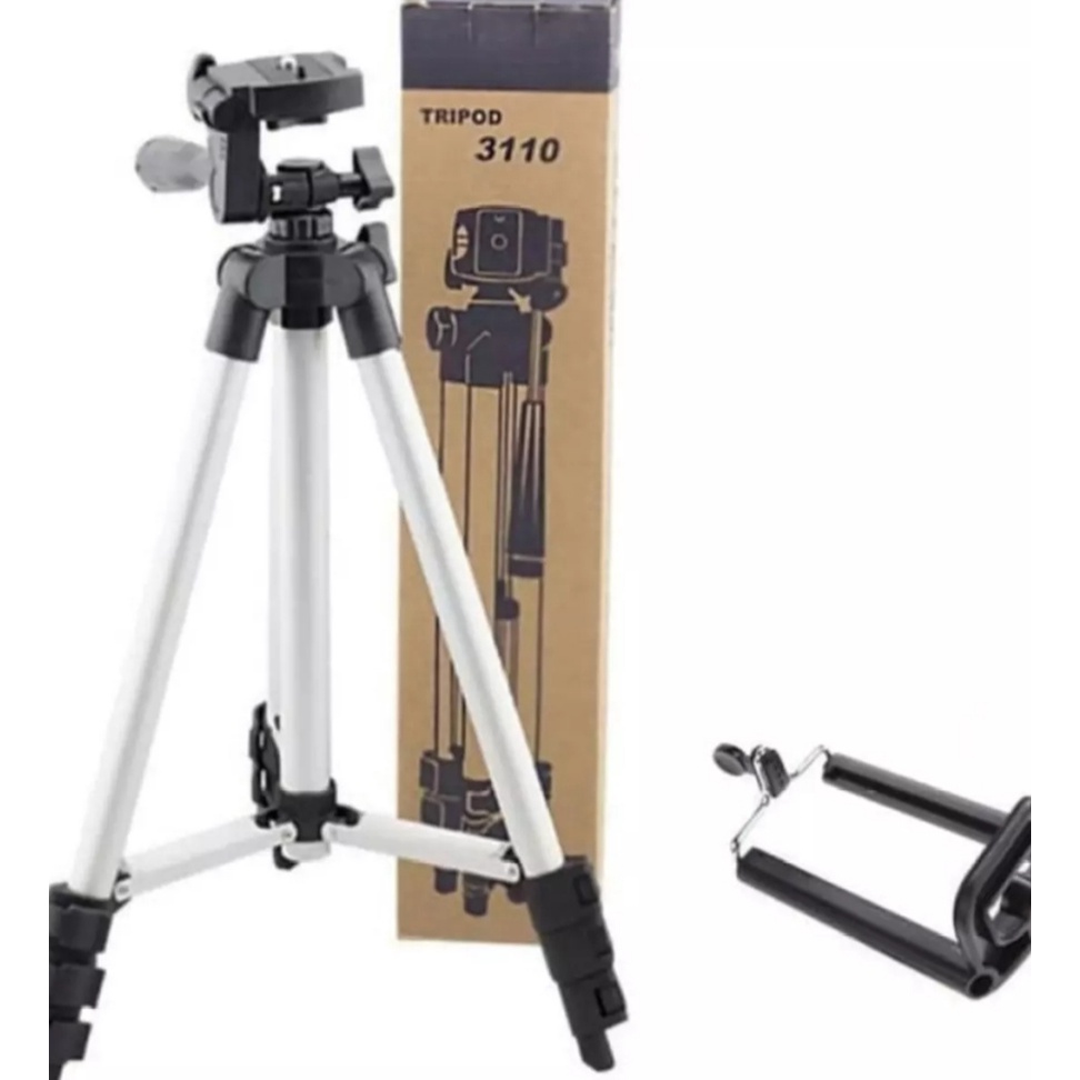 Tripod-Tongsis 3110 Lipat-Tripod 3110 Stainless With 3x Extend Leg-Suite Tripot For Smartphone, Camera, Handycam-Tripod HP Dan Kamera Universal +Free Holder U Dan Tas Tripod Dudukan Kamera-Tongsis 1Meter