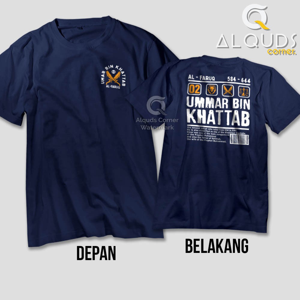 Kaos Dakwah Islami Khalifah UMAR BIN KHATTAB Second Caliph / Baju Distro Santri Tokoh Muslim / 8120-2