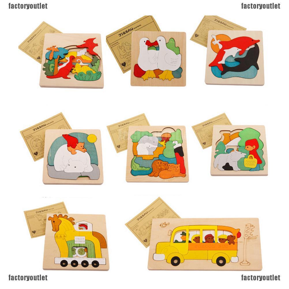 Mainan Jigsaw Puzzle 3D Binatang Bahan Kayu Untuk Edukasi