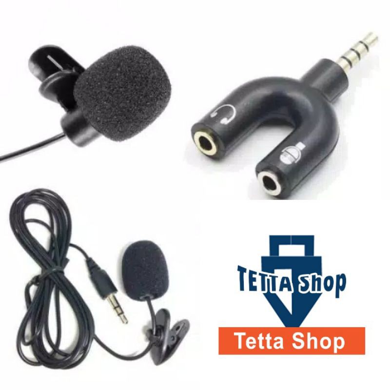 Mic  Splitter | Sambungan | Mic Clip On | Konten Video | Rekam Video dan Sura | Audio Headset