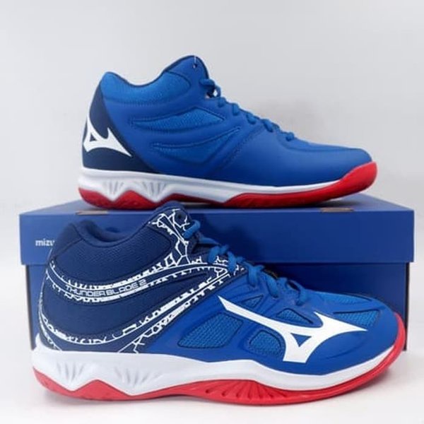 Sepatu Volly Mizuno Thunder Blade 3 Mid Black White Violet Blue /Mizuno wlz6/mizuno wlz3/mizuno wlz4