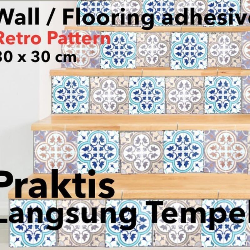 sticker foam premium motif tegel klasik maroon kode 006