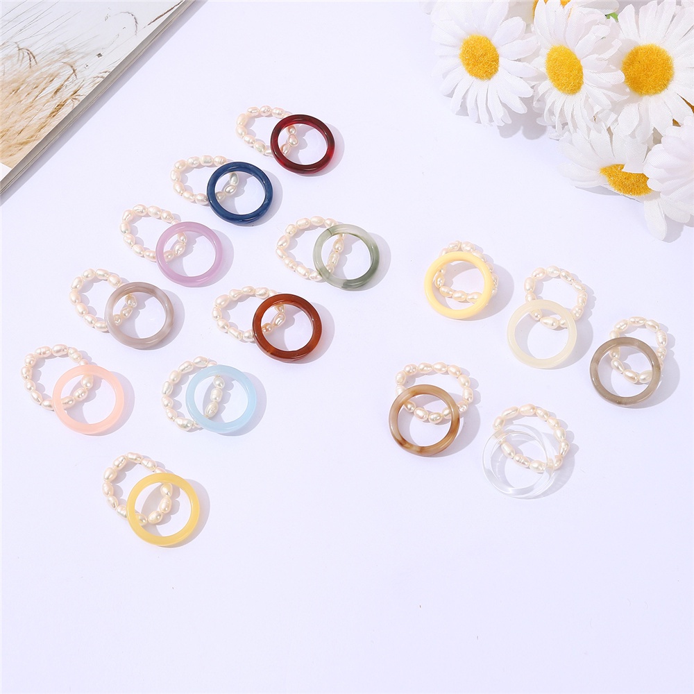 Cincin Jari Telunjuk Model Terbuka Bahan Resin Akrilik Gaya Korea Untuk Wanita
