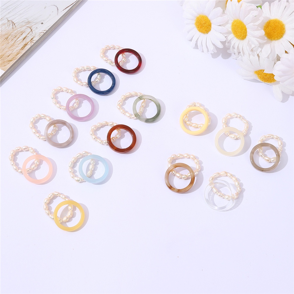 Resin Rings Acetate Women Pearl Index Finger Ring Womens Ladies Girl Acrylic Rings Chunky Rings Korean