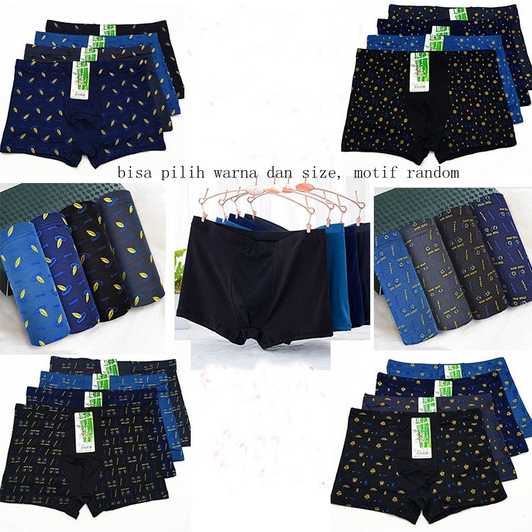 Celana Dalam Pria Boxer Sexy Tipis Boxer Celana Pendek Pakaian dalam Pria Polos&amp;Motif Y01