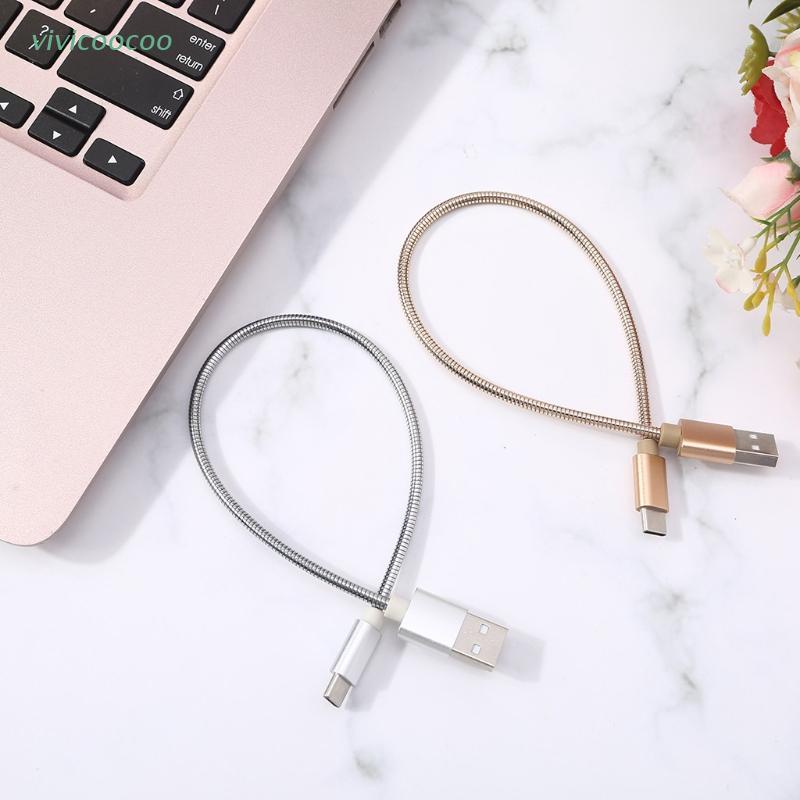 VIVI   Metal Cable USB Type C for PC Cell Phone 5V 2A 12V 2A Fast Charging Data Charger Short Lenth 11inch Portable Out Take