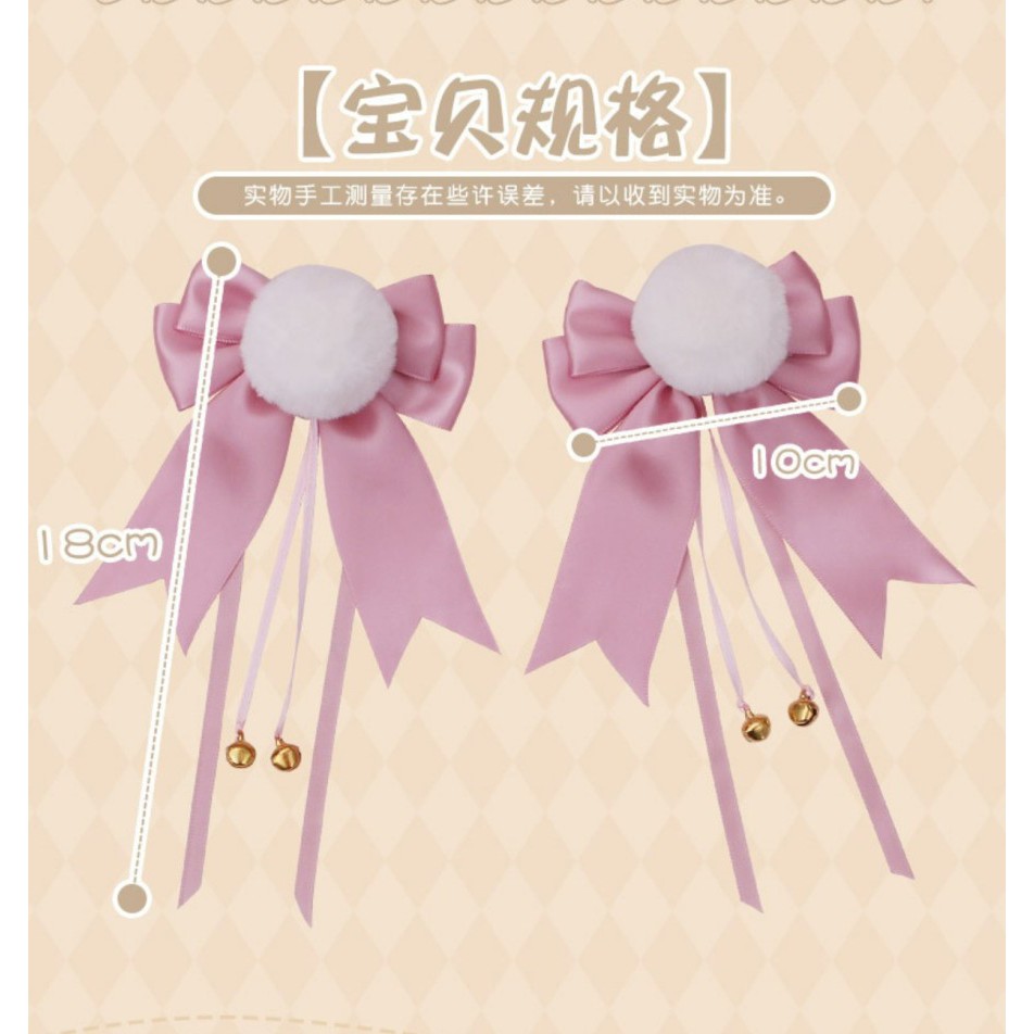 HPPA panda ear hairpin jepitan rambut bulat bulu pita ribbon hairclip