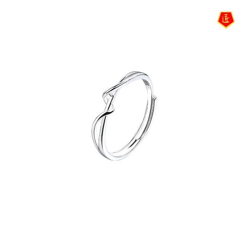 [Ready Stock]Women's Korean-Style Simple Line 925 Silver Ring