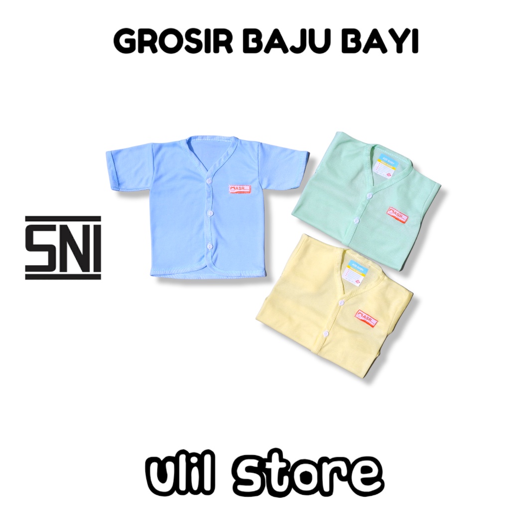 Setelan Baju Bayi Pendek Newborn ASR Baby SNI Polos Usia 0-4 Bulan