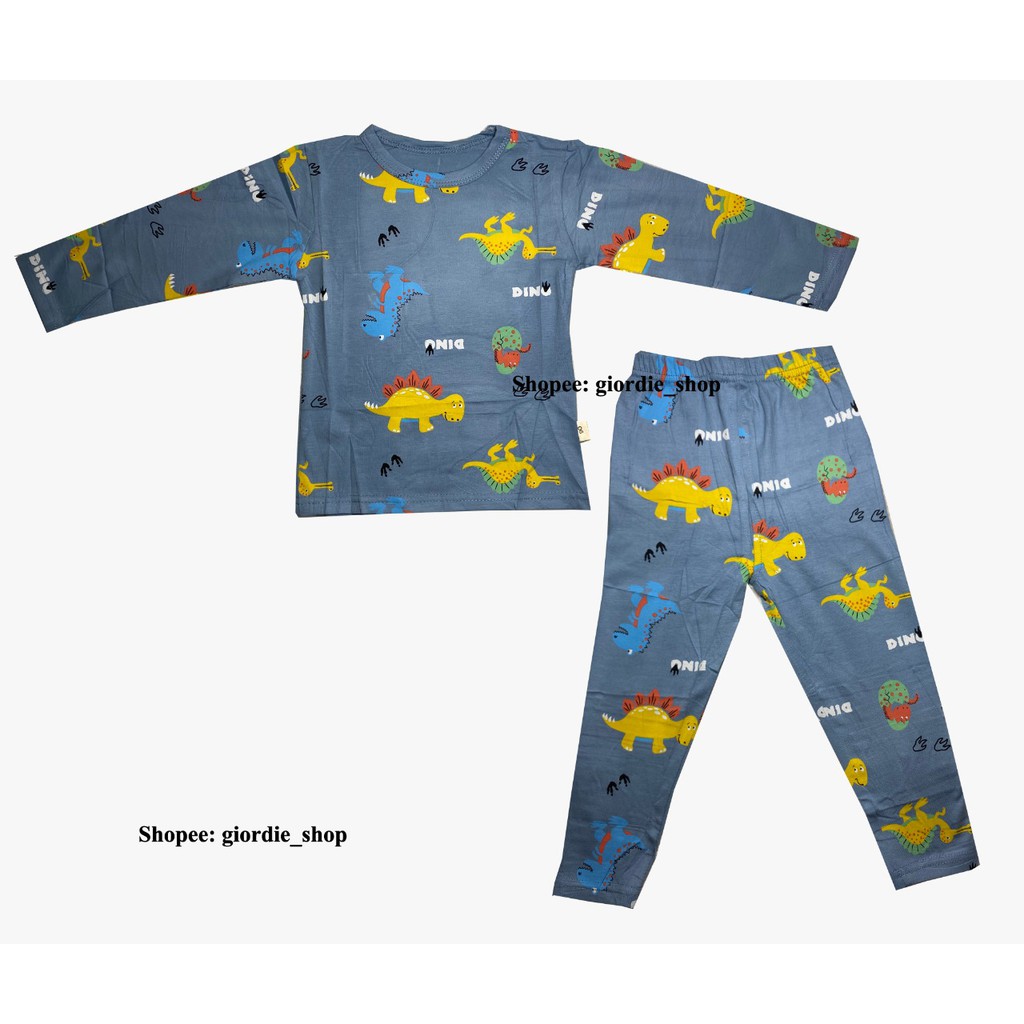 Baju Tidur Anak Import Lengan Panjang Umur 1-4 Tahun/PP Piyama Anak Import Bahan Lembut/ Dino 002