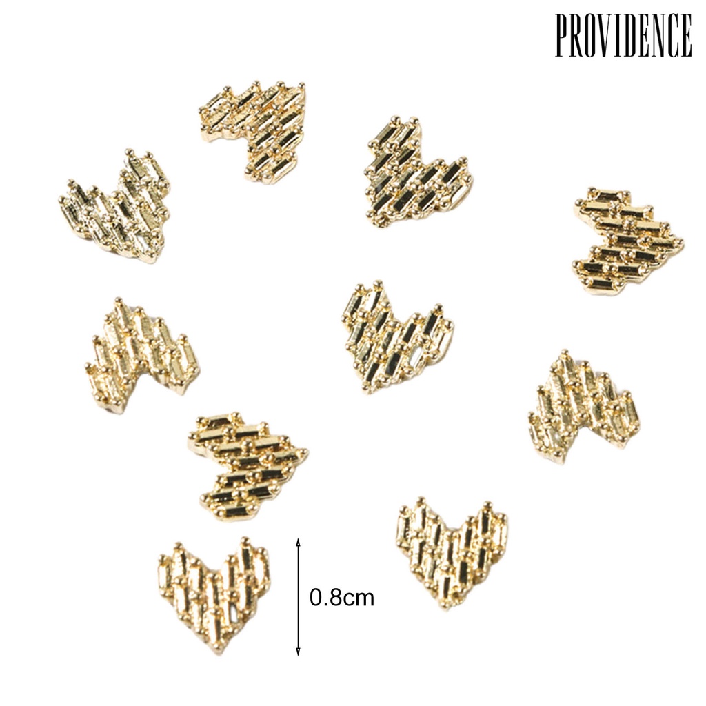 Providence 10Pcs / Set Berlian Imitasi Bentuk Hati 3D Untuk Dekorasi Nail Art Charms