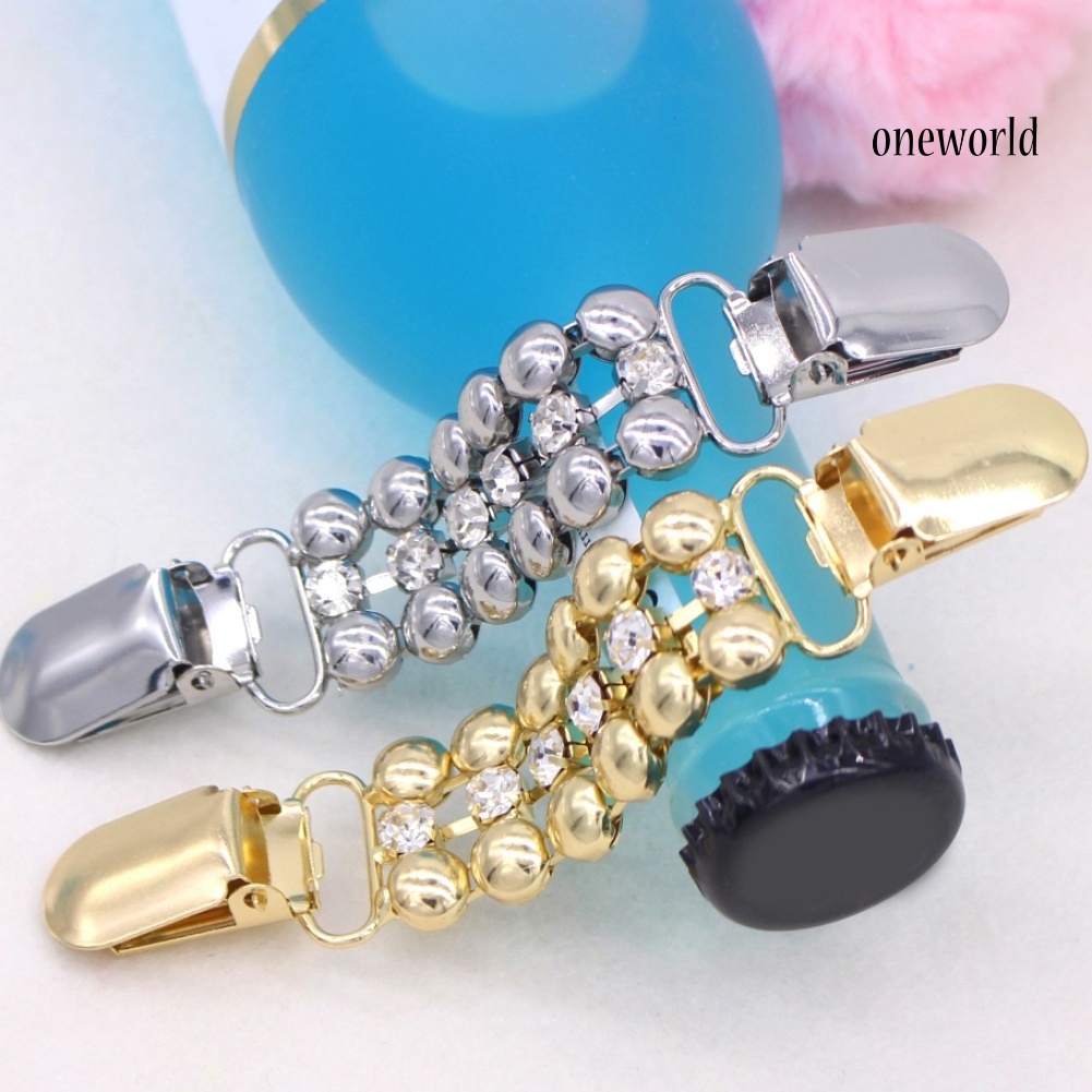OW@ Rhinestone Chain Women's No Buttons Shirt Sweater Cardigan Clip Clamp Decor