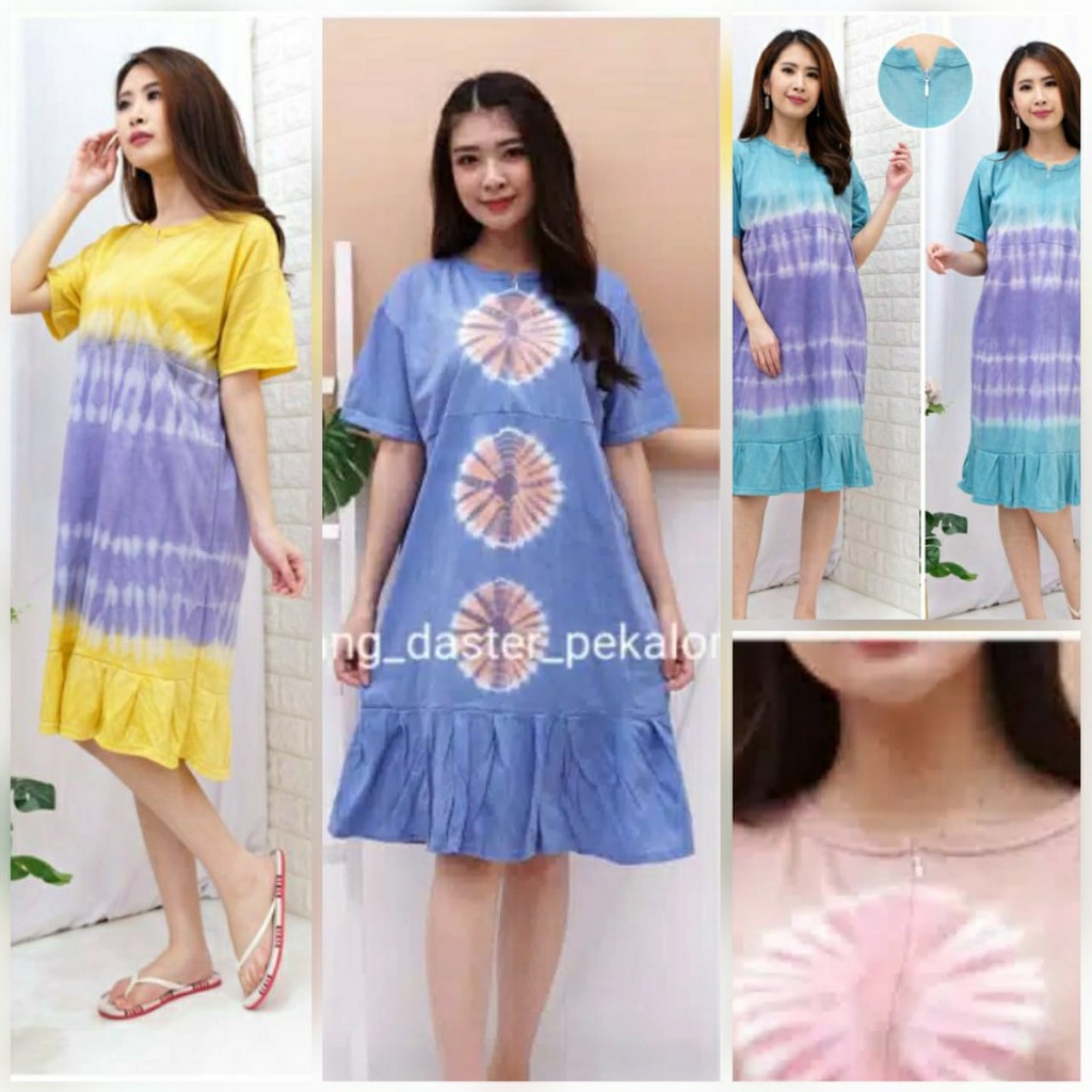 [GROSIR] Daster Ruffle Busui Bahan Kaos Tiedye Batik Varo