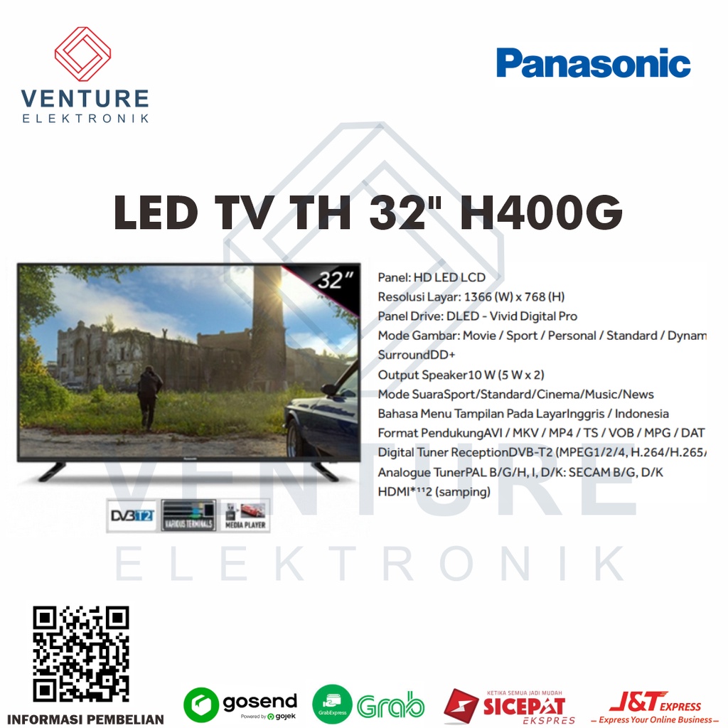 PANASONIC VIERA LED TV 32 Inch TH-32H400G 32H400G Digital TV