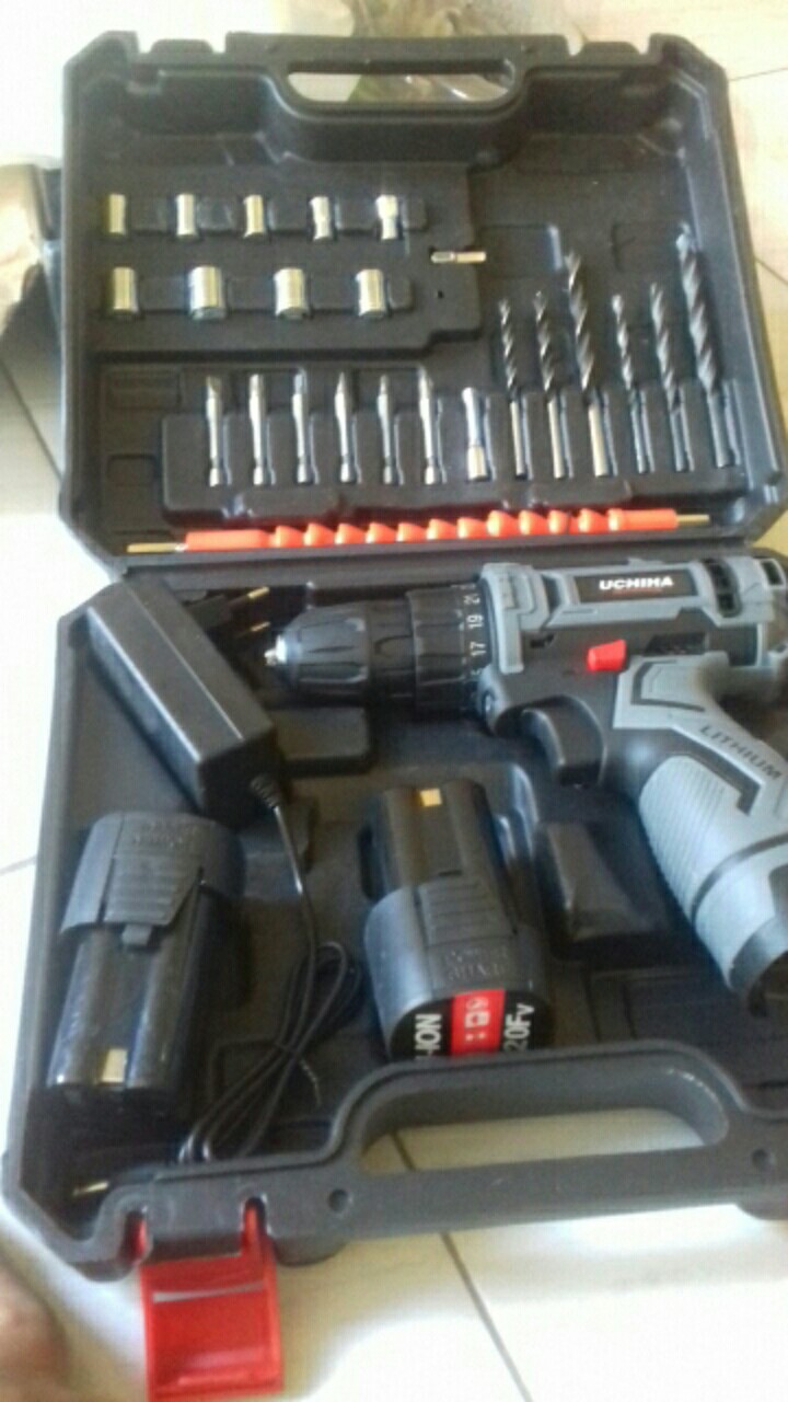 Bor Drill Uchiha 20 Vol Baterai Bor Besi Kayu Tembok