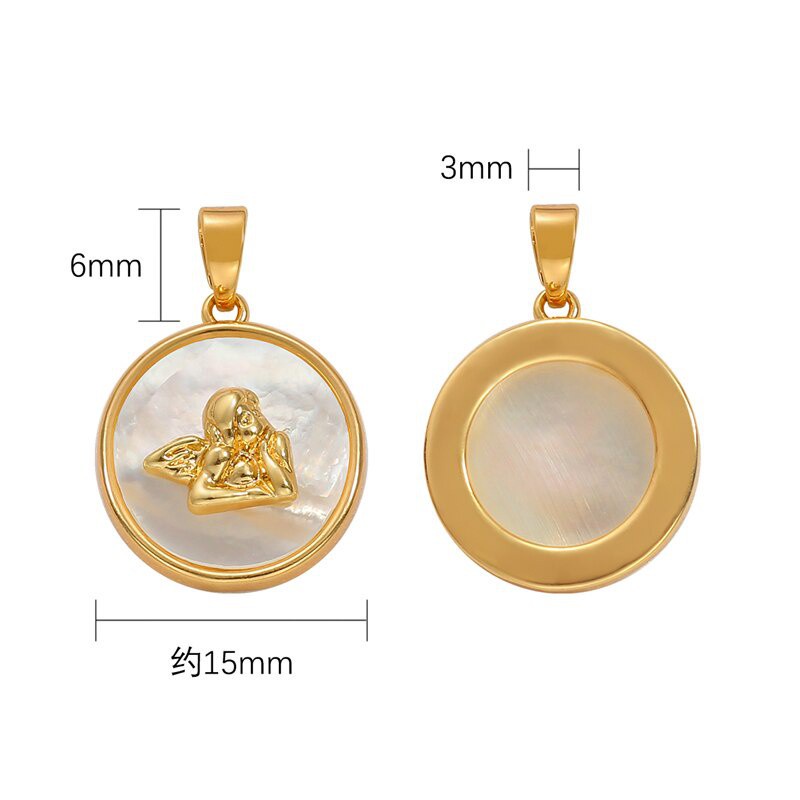 1pc/lot 18K Gold Plated Shell Angel Pendant For DIY Earring Necklace Jewelry Making Finding Accessories Gift