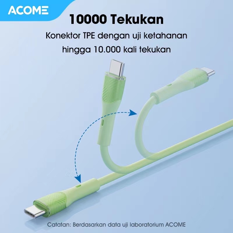 ACOME AGC010 Kabel Data Type C Fast Charging 18W 1 Meter Seri Warna Warni - Garansi Resmi 1 Tahun