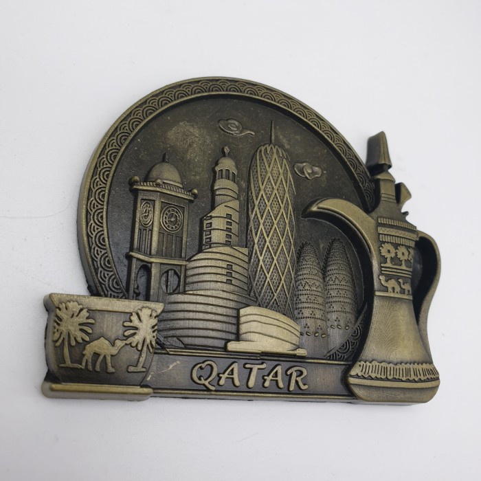3D LOGAM Souvenir Negara magnet Kulkas Tempelan Qatar timur tengah
