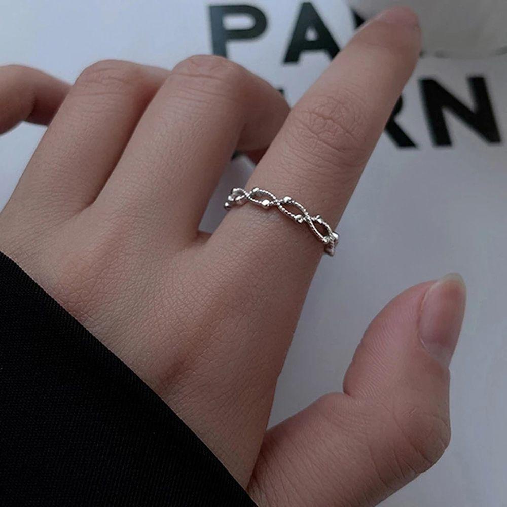 NEEDWAY Needway Cincin Gelombang Garis Berongga Kreatif Dapat Disesuaikan Hadiah Gadis Perhiasan Aksesoris Gaya Korea Rings Simple Finger Buckle