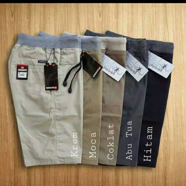 (BIG SIZE) Celana Chino Pendek Pria Mick pinggang karet Rip katun