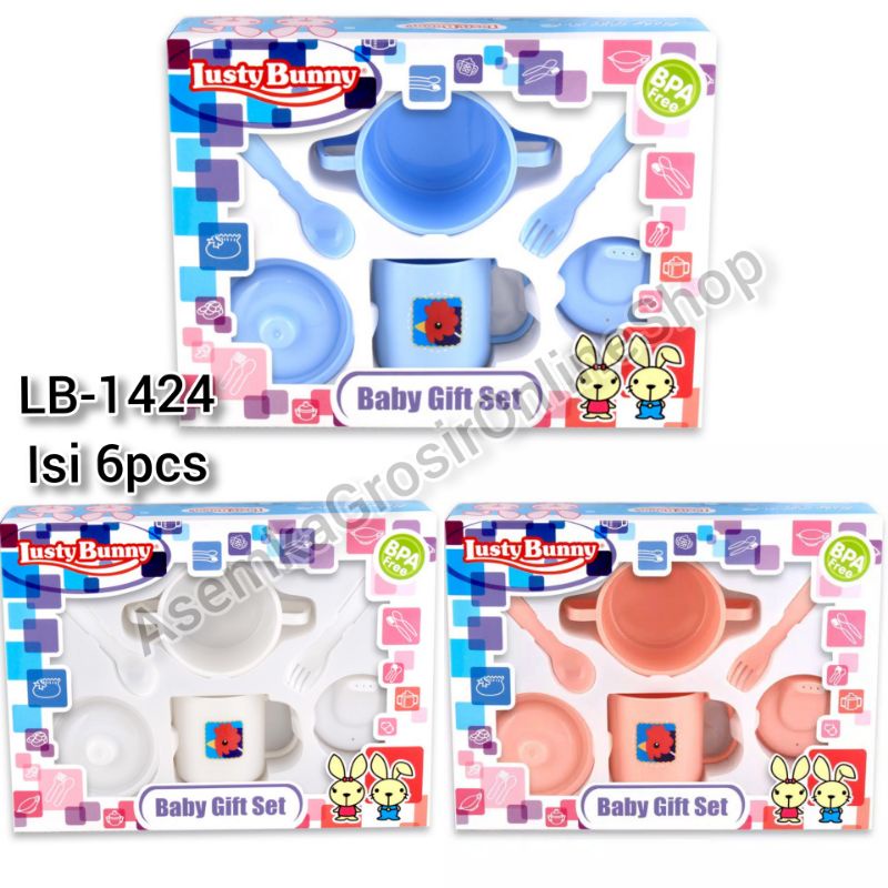 Feeding Set Lusty Bunny Hello Kitty / Kado Bayi / kado lahiran / Peralatan Makan Bayi