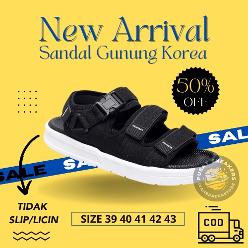 Sandal Casual Pria Gunung Korea Kekinian Anti Slip / Licin Sandal Cowok Cowo Korea Gunung Hitam Sand