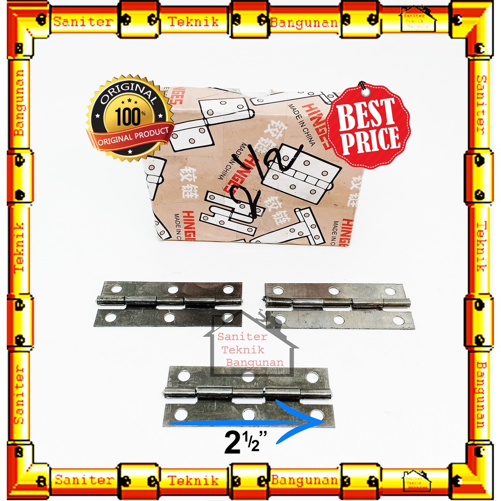 ENGSEL LACI-ENGSEL LEMARI-ENGSEL BESI RRT TIPIS 2 1/2&quot; INCH
