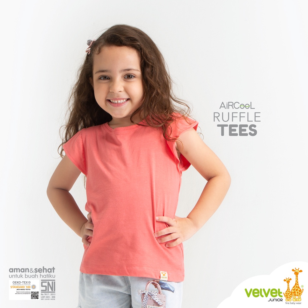Velvet Junior Kaos Anak Perempuan - Ruffle Tees - Shell Pink