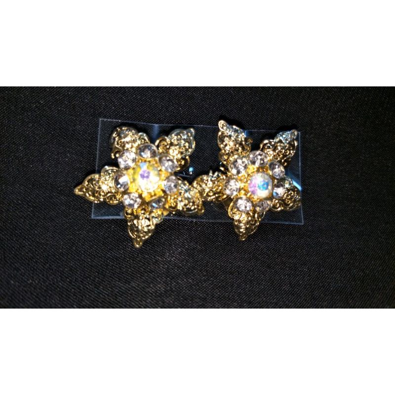 Giwang Bintang Crystal Gold Anting Telinga Wanita