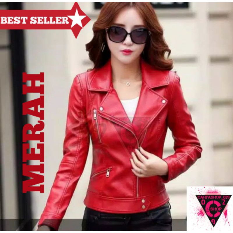 jaket kulit wanita/jaket kulit sintetis/jaket ramones