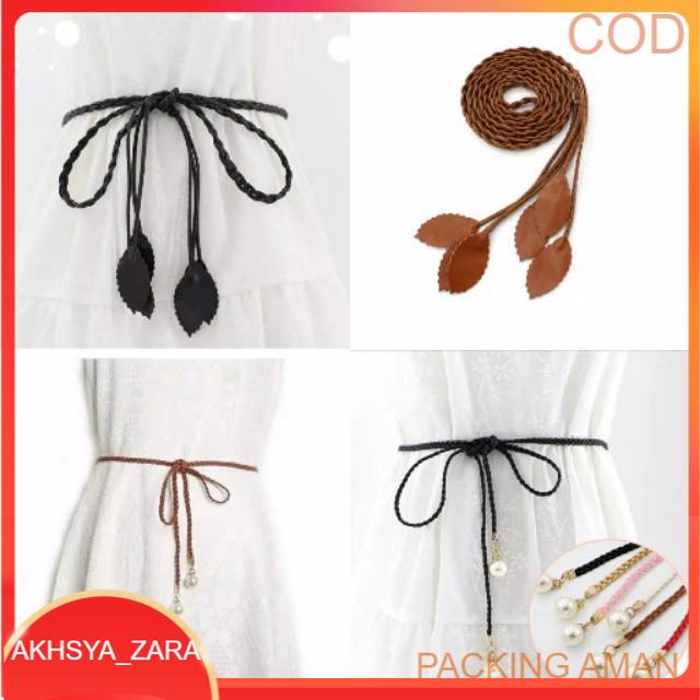 COD TERLARIS | TERMURAH | GROSIR TALI KEPANG IKAT PINGGANG 5 WARNA MUTIARA / DAUN