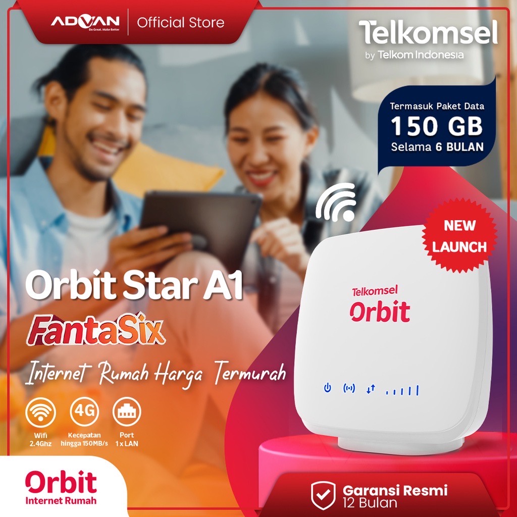 Advan Telkomsel Orbit Star A1 Modem Router 4G WiFi High Speed 150GB