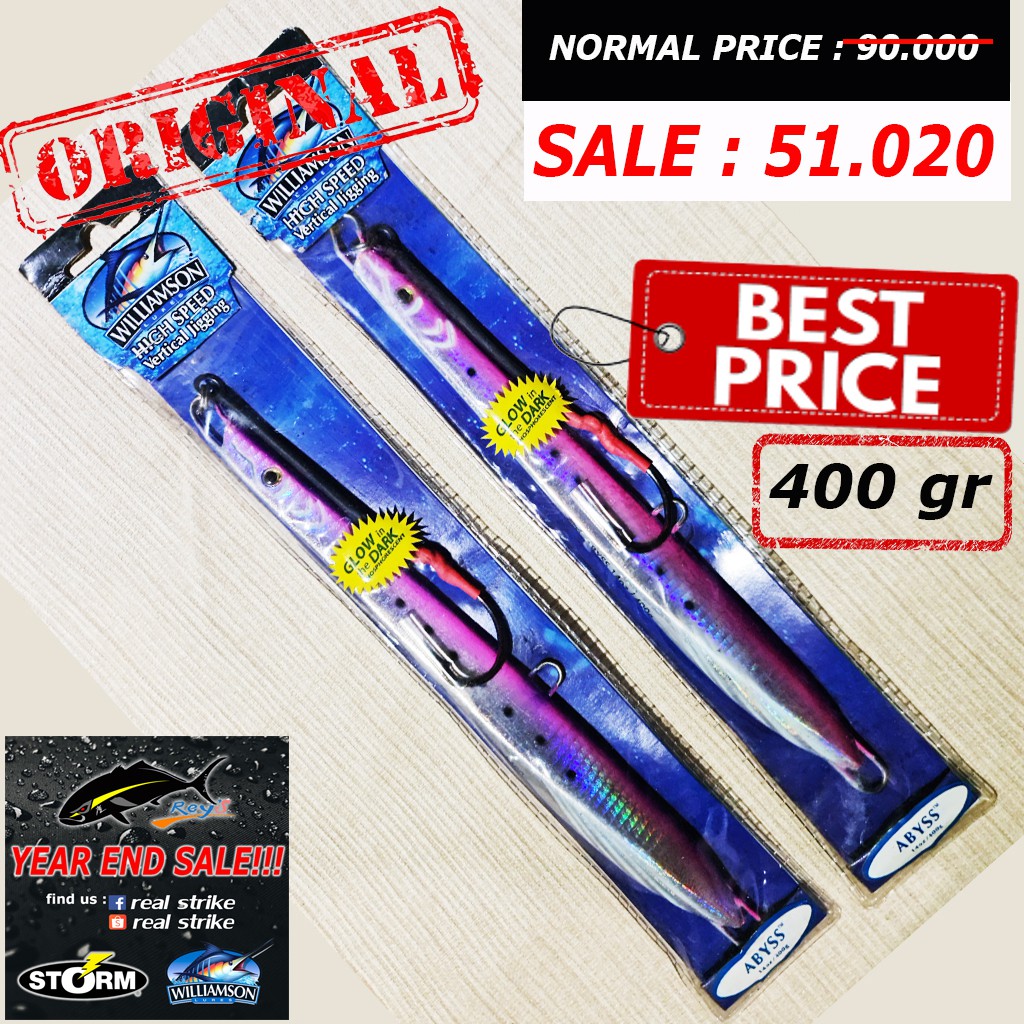 ORIGINAL WILLIAMSON METAL JIG ABBYS 400 GRAM