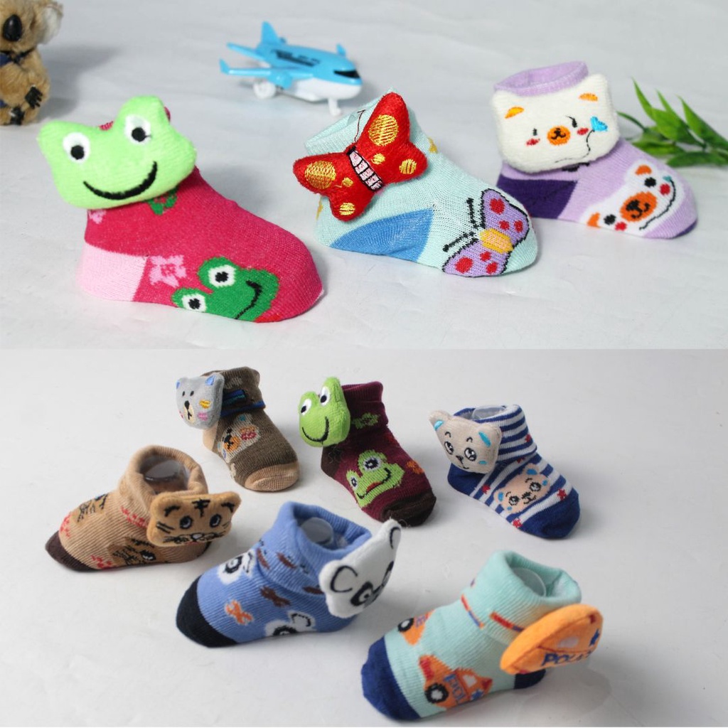 Kaos Kaki Bayi BONEKA / Kaos Kaki Bayi isi 3 /Kaos Kaki Newborn / Kaos Kaki 3in1 - Kaos Kaki Bayi Motif Boneka isi 3 Pasang - FB 34 FB 35