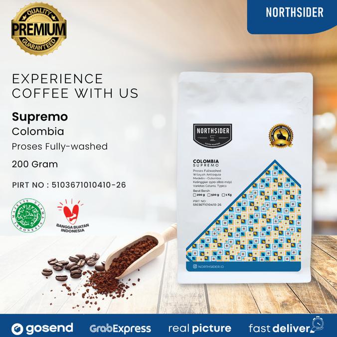 

[ COD ] BIJI KOPI ARABICA COLOMBIA SUPREMO WASHED - 200GR NORTHSIDER COFFEE BOOM SALE Kode 145