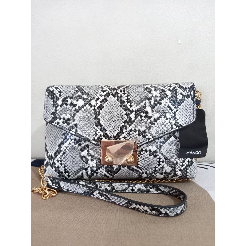 Mango Original Shoulder Bag with Snake Print