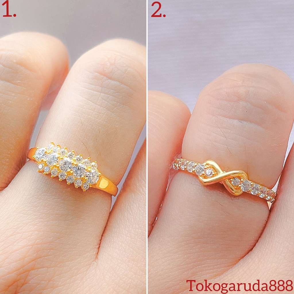 Cincin anak dan dewasa emas asli kadar 700 70% 16k permata 3 baris like diamond infinity elegan mewah 1 gram korea g