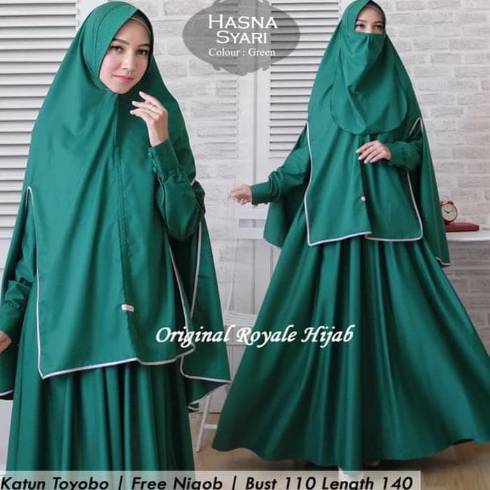 MUSLIM FASHION HASNA SYARI SET GAMIS DRESS BUSUI KHIMAR CADAR TOYOBO