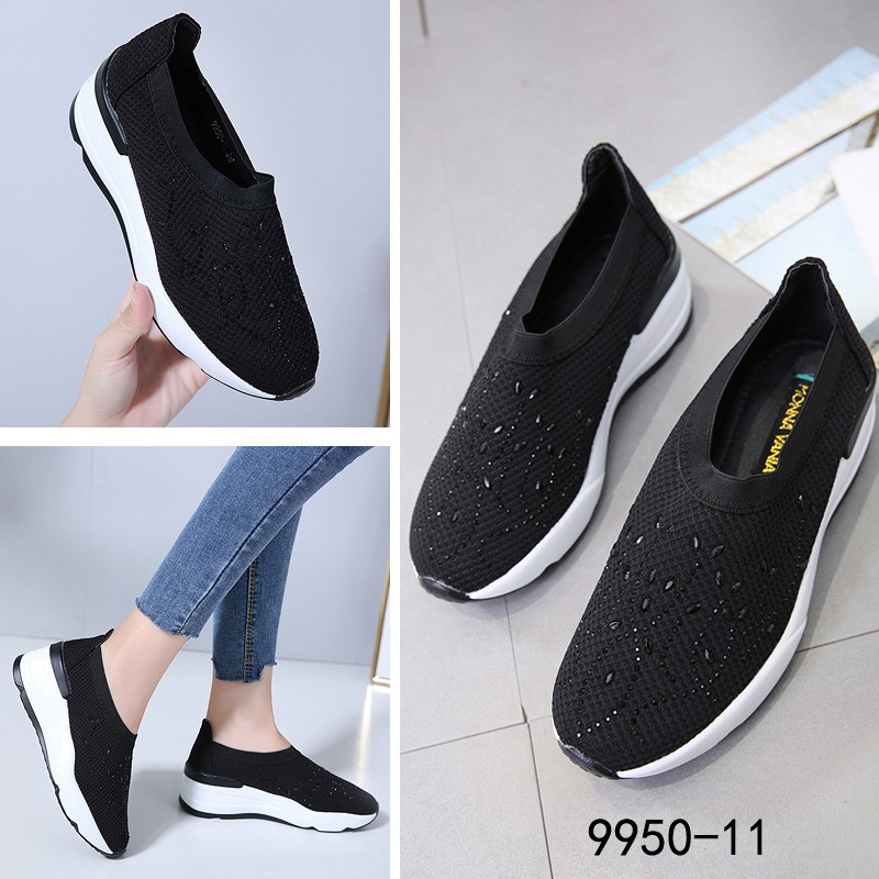 SEPATU WANITA-SEPATU IMPORT- Monna Vania Slip On Elastis Wedges