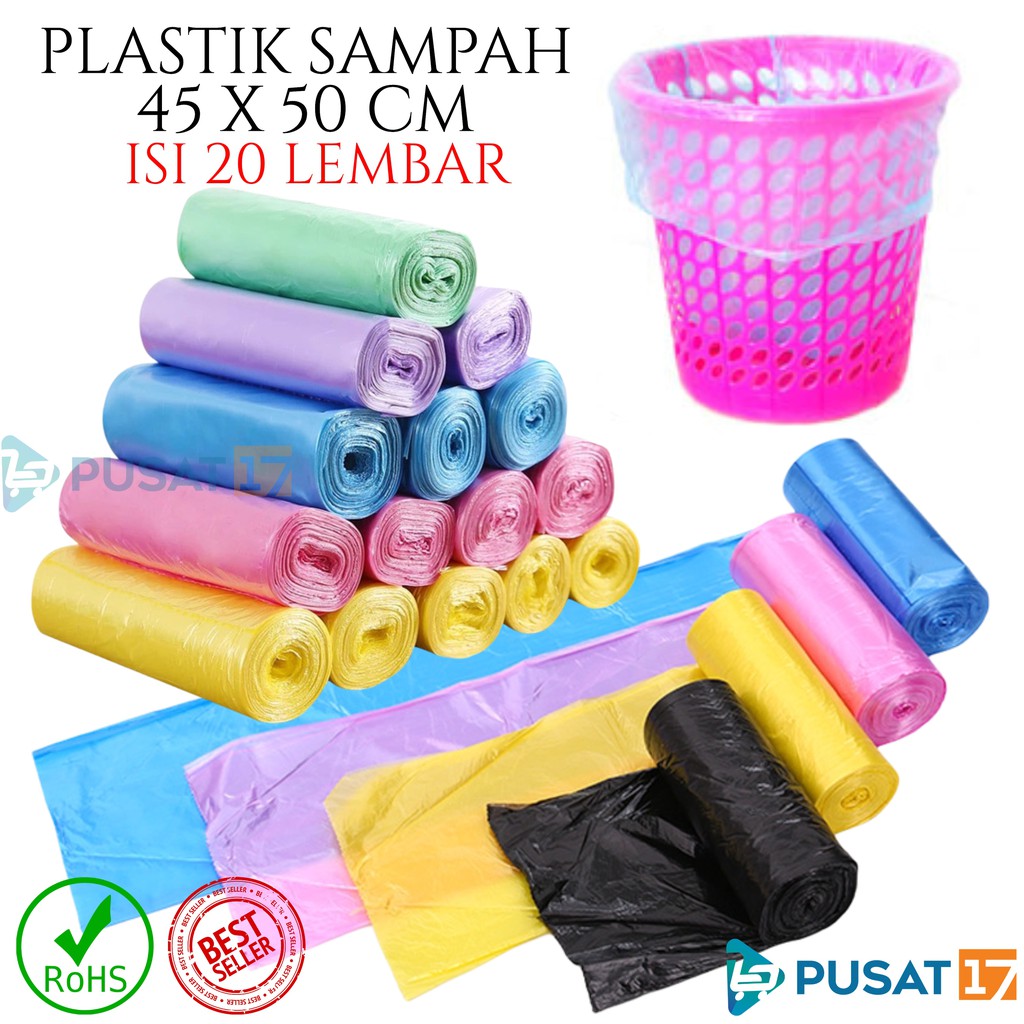 Foto KANTONG PLASTIK SAMPAH 45X50CM ISI 20 LEMBAR / KANTONG PLASTIK GULUNG ROLL / PLASTIC TRASH