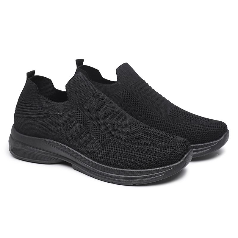 [GROSIR][COD] SEVEN_DAY SEPATU RAJUT SLIP ON WANITA OLAHRAGA TANPA TALI SPORT SHOES HITAM A-6613