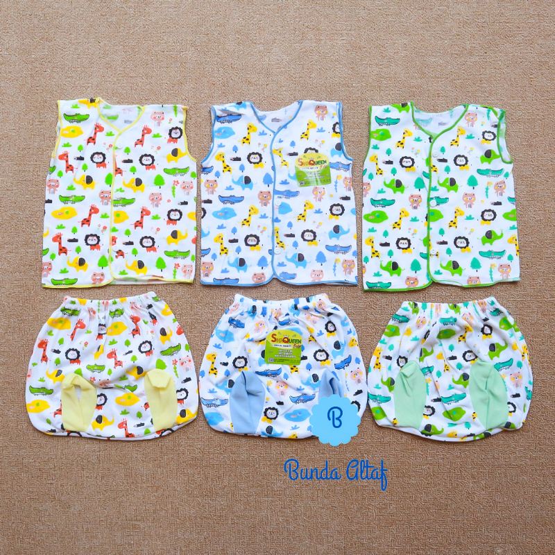 3 Pcs Setelan Baju Bayi Kutung Celana Pop Zahdan ( 0 - 3 bulan ) SNI / Perlengkapan Bayi  [ Bunda Altaf ]