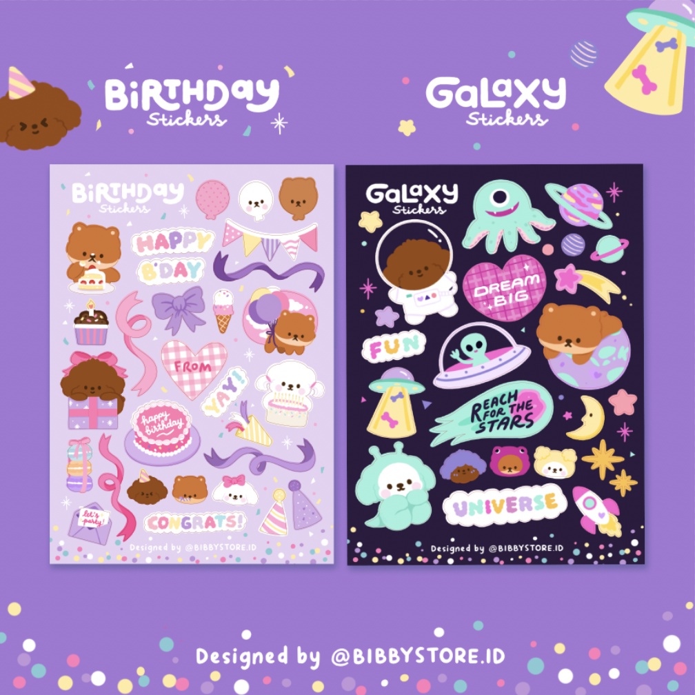 

NOTES STICKERS (WATERPROOF) - BIRTHDAY, / GALAXY, Stiker ulang tahun / sticker bujo