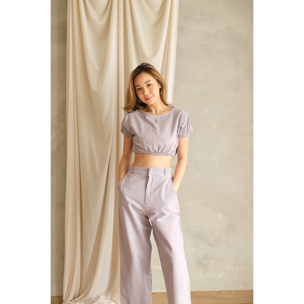 Renee Set - Atasan Celana Setelan Wanita Crop Top