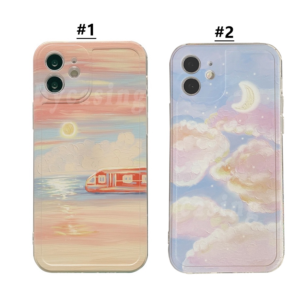 Soft Case Silikon Desain Lukisan Langit Berbintang Untuk iPhone 13 Pro Max 12 11 6S 7 8 Plus X Xr Xs Max