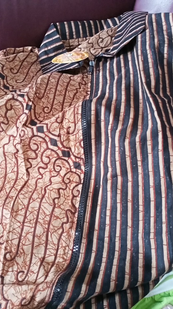 Atasan Baju Batik Tunic Sogan Coklat Sleting Depan Busui Cantik