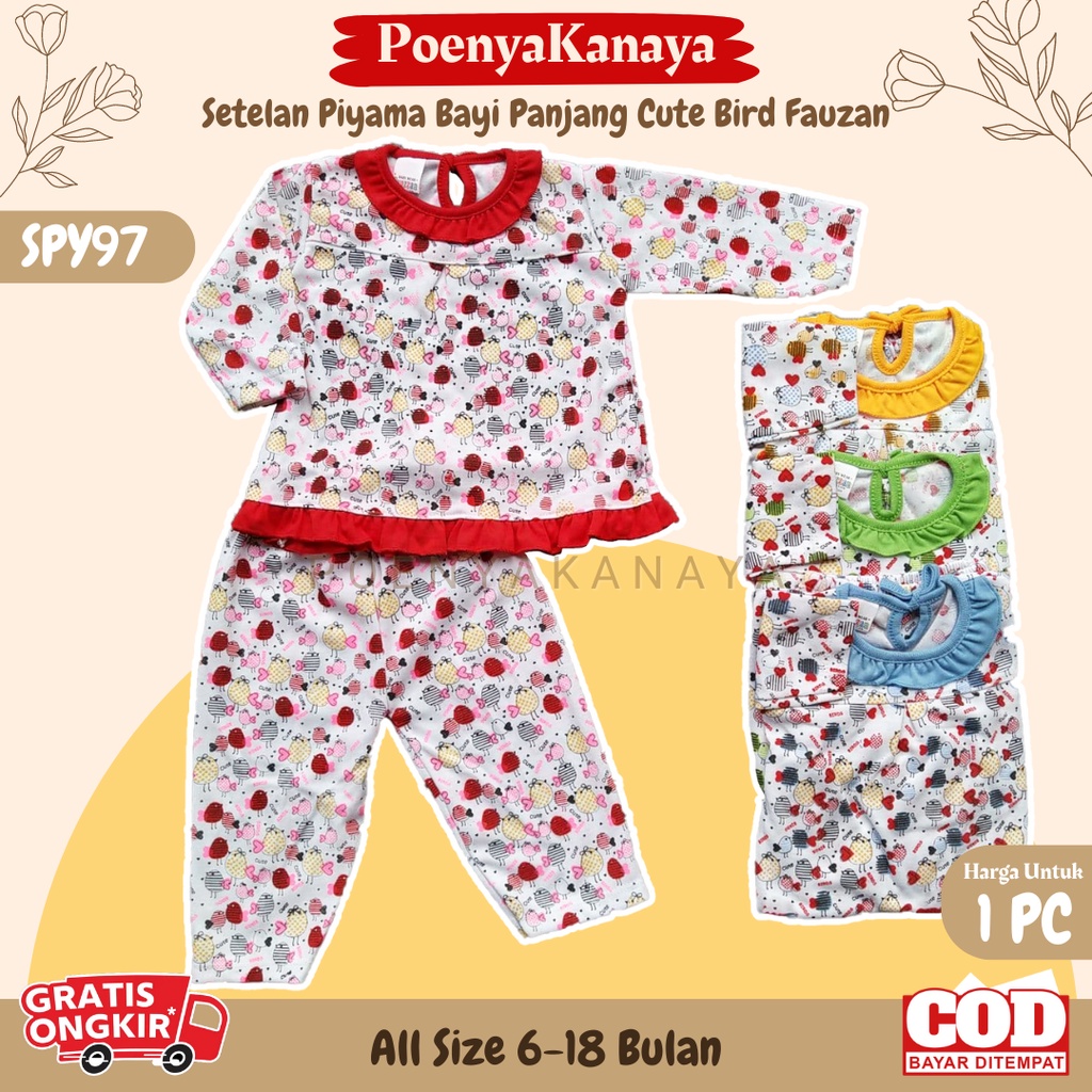 Setelan Baju Bayi Piyama Bayi Panjang Perempuan Cute Bird Fauzan 6-18 Bulan SPY97