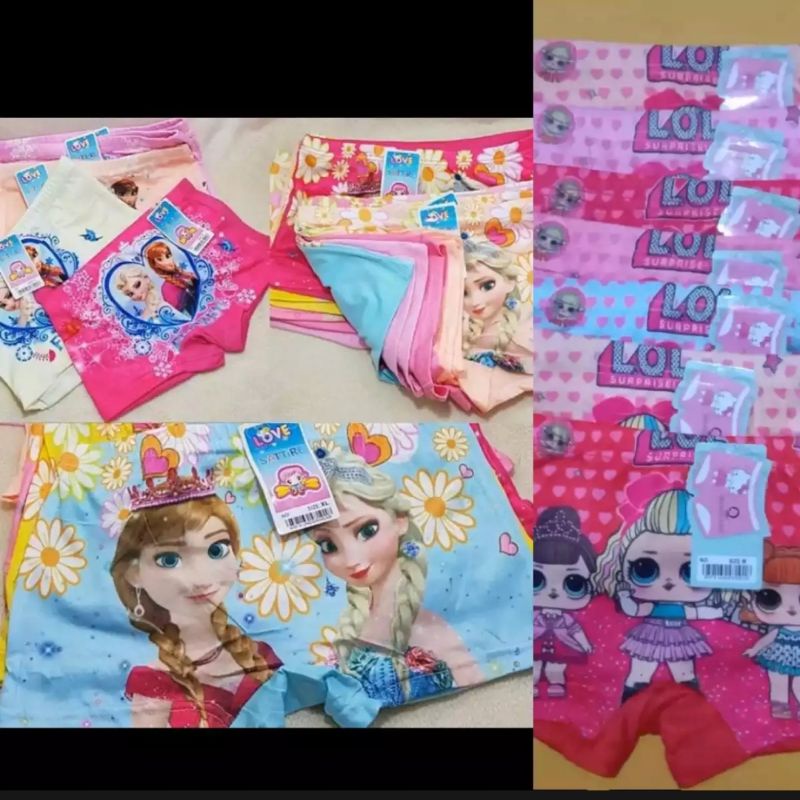 TERLARIS,2PCS SHOT ANAK CEWEK LUCU/DALAMAN ANAK CEWEK TK,SD/SHOT MOTIF KARAKTER/SHOT MURAH