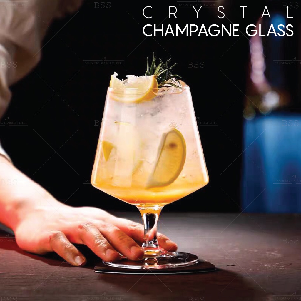 Gelas Brandy Kristal 430ml Cocktail Mojito Kaki Stem Glass Kaca Polos Simple Unik Wedding Glass