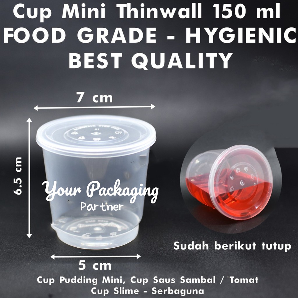Cup Puding Mini 150ml 25pcs Pack Thinwall Slime Sambal Merpati Cup Tahan Panas Murah